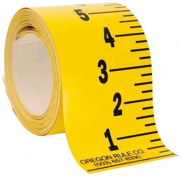 Made in USA - 36 Ft. Long x 3 Inch Wide, 1/4 Inch Graduation, Yellow, Mylar Adhesive Tape Measure - Reads Bottom to Top, Vertical Rules - Exact Tooling