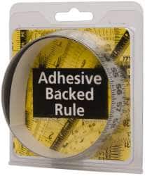 Made in USA - 3 Ft. Long x 1 Inch Wide, 1/8 Inch Graduation, Silver, Mylar Adhesive Tape Measure - Reads Left to Right, Horizontal-Half Scale - Exact Tooling