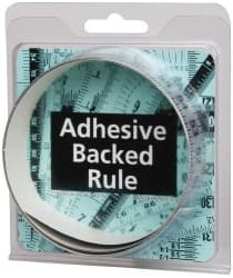 Made in USA - 3 Ft. Long x 1 Inch Wide, 1/8 Inch Graduation, Silver, Mylar Adhesive Tape Measure - Reads Right to Left, Horizontal-Half Scale - Exact Tooling