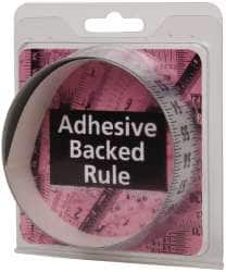 Made in USA - 3 Ft. Long x 1 Inch Wide, 1/8 Inch Graduation, Silver, Mylar Adhesive Tape Measure - Reads Bottom to Top, Vertical-Half Scale - Exact Tooling