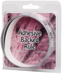 Made in USA - 6 Ft. Long x 1 Inch Wide, 1/8 Inch Graduation, Silver, Mylar Adhesive Tape Measure - Reads Right to Left, Horizontal-Half Scale - Exact Tooling