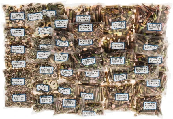 Value Collection - 2,875 Piece Bolt Assortment - 1/4-20 to 1/2-13 Thread, Grade 8 - Exact Tooling