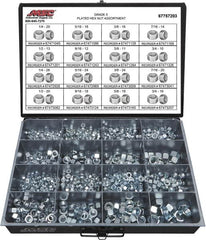 Value Collection - 1/4-20 to 3/4-16 Thread, 870 Piece Alloy Steel Nut Assortment - Grade 5 - Exact Tooling