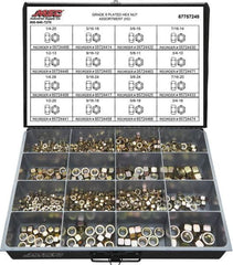Value Collection - 1/4-20 to 3/4-16 Thread, 765 Piece Alloy Steel Nut Assortment - Grade 8 - Exact Tooling