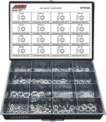 Value Collection - 1/4-20 to 3/4-16 Thread, 425 Piece Steel Nut Assortment - Grade 2 - Exact Tooling