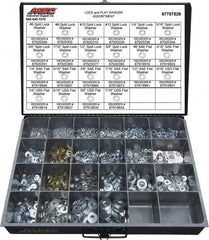 Value Collection - 3529 Piece, No. 6, 5/8" Screw, Grade 2 Steel Flat & Split Lock Washer Assortment - Includes 1/4 to 12" Screw & Compartmented Storage Case - Exact Tooling