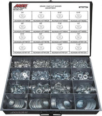 Value Collection - 1840 Piece, 1/4 to 1-1/2" Screw, Grade 2 Steel SAE Flat Washer Assortment - Includes 1/4 to 1-1/2" Screw & Compartmented Storage Case - Exact Tooling