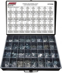 Value Collection - 2550 Piece, No. 6, 3/4" Screw, Grade 2 Steel External & Internal Tooth Lock Washer Assortment - Includes 1/4 to 12" Screw & Compartmented Storage Case - Exact Tooling