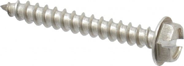 Value Collection - #10 Hex Washer Head Slotted Sheet Metal Screw - Stainless Steel, 1-1/2" Length Under Head, Grade 18-8 - Exact Tooling