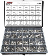 Value Collection - 1,350 Piece Stainless Steel Hex Head Cap Screws - 1/4-20 to 1/2-13 Thread, 18-8 - Exact Tooling