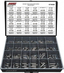 Value Collection - 190 Piece, 1/4x3/8 to 3/8 x 1-1/2, Alloy Steel Shoulder Screw Assortment - Socket Cap Head, Hex Socket Drive, 3/8 to 2" Long - Exact Tooling