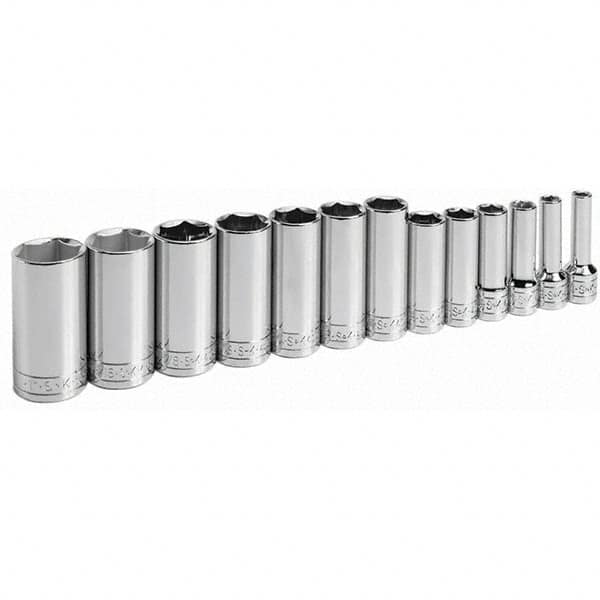 SK - 3/8" Drive Deep Socket Set - 1/4 to 1", Inch Measurement Standard - Exact Tooling