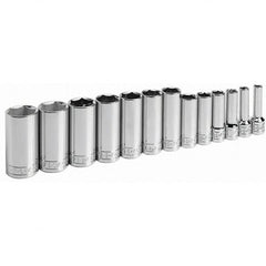 SK - 3/8" Drive Deep Socket Set - 1/4 to 1", Inch Measurement Standard - Exact Tooling