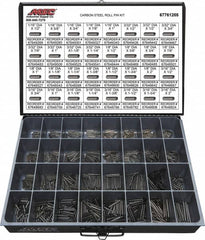 Value Collection - 157 Piece, 1/16 to 3/16" Pin Diam, Spring Pin Assortment - 1/2 to 2" Long, Grade 2 Steel - Exact Tooling