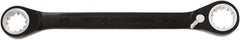 Proto - 1/2" x 9/16" 12 Point Spline Reversible Ratcheting Box Wrench - Double End, 1" Head Diam x 3/16" Head Thickness, 7-1/16" OAL, Steel, Black Chrome Finish - Exact Tooling