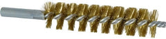 Schaefer Brush - 4" Brush Length, 1" Diam, Double Stem, Single Spiral Tube Brush - 6-1/4" Long, Brass, 12-24 Female Connection - Exact Tooling