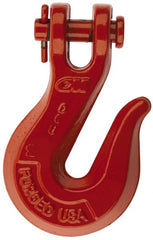 CM - 5/16 Inch Chain Diameter, Grade 80 Clevis Hook - 4,500 Lbs. Load Capacity, 3/08 Inch Inside Diameter, 25/64 Inch Pin Diameter, 7/16 Inch Hook Throat, 2-9/32 Inch Hook Width - Exact Tooling