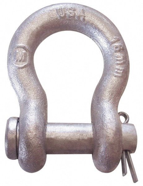 CM - 5/8" Nominal Chain Size, 3 Ton Carbon Steel Loose Anchor Shackle - 5/8" Diam, 3/4" Pin Diam, 2-7/16" High x 1-1/16" Wide Inside Jaw, 1-9/16" Inside Width, 1-7/16" Max Body Thickness - Exact Tooling