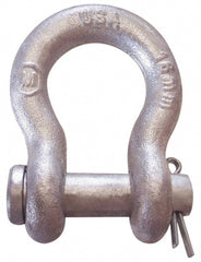 CM - 7/8" Nominal Chain Size, 7 Ton Carbon Steel Loose Anchor Shackle - 7/8" Diam, 1" Pin Diam, 3-1/8" High x 1-7/16" Wide Inside Jaw, 2-1/16" Inside Width, 2" Max Body Thickness - Exact Tooling