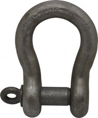 CM - 1-1/2" Nominal Chain Size, 25. Ton Alloy Steel Screw Anchor Shackle - 1-1/2" Diam, 1-5/8" Pin Diam, 5-3/4" High x 2-3/8" Wide Inside Jaw, 3-7/8" Inside Width, 3-1/2" Max Body Thickness - Exact Tooling