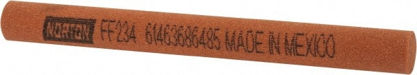 Norton - 4" Long x 3/8" Diam x 3/8" Thick, Aluminum Oxide Sharpening Stone - Round, Fine Grade - Exact Tooling