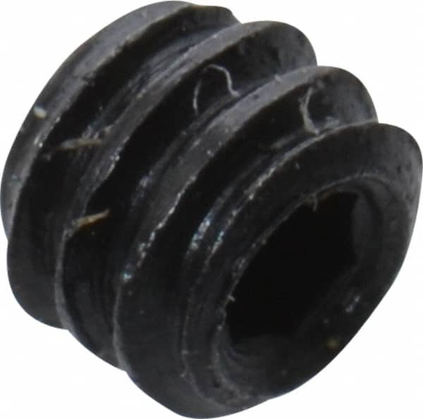 Unbrako - #2-56 UNC, 1/16" OAL, Cup Point Set Screw - Grade 8 Alloy Steel, 0.035" Key - Exact Tooling