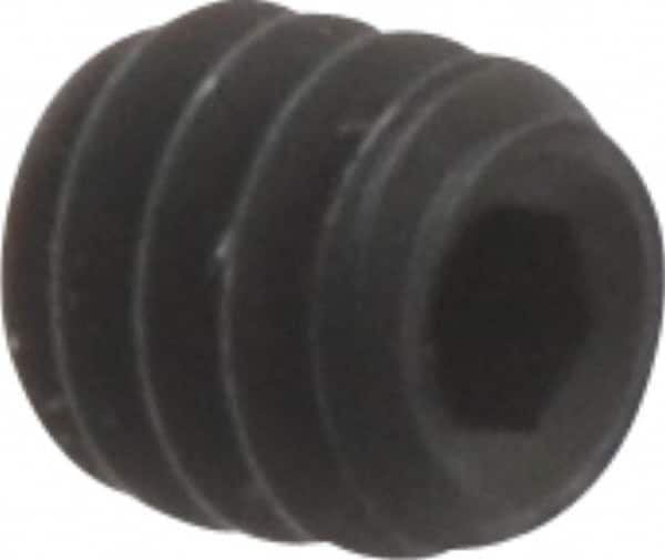 Unbrako - #2-56 UNC, 3/32" OAL, Cup Point Set Screw - Grade 8 Alloy Steel, 0.035" Key - Exact Tooling