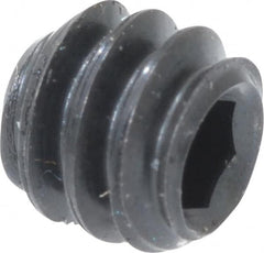 Unbrako - #6-32 UNC, 1/8" OAL, Cup Point Set Screw - Grade 8 Alloy Steel, 1/16" Key - Exact Tooling