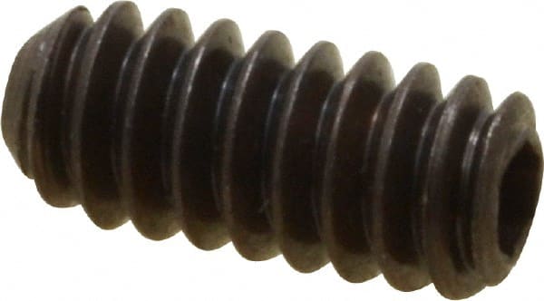 Unbrako - #6-32 UNC, 5/16" OAL, Cup Point Set Screw - Grade 8 Alloy Steel, 1/16" Key - Exact Tooling