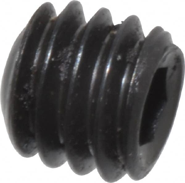 Unbrako - #6-40 UNF, 1/8" OAL, Cup Point Set Screw - Grade 8 Alloy Steel, 1/16" Key - Exact Tooling