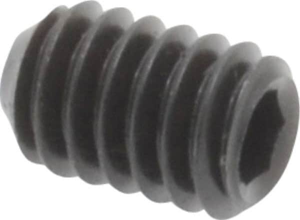 Unbrako - #8-32 UNC, 1/4" OAL, Cup Point Set Screw - Grade 8 Alloy Steel, 5/64" Key - Exact Tooling