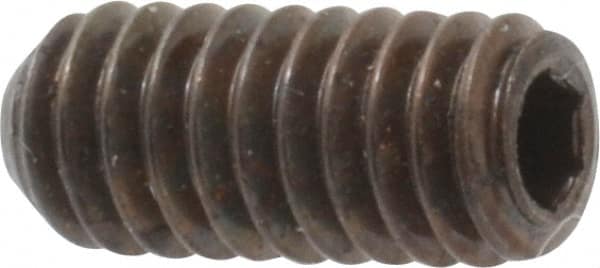 Unbrako - #8-32 UNC, 3/8" OAL, Cup Point Set Screw - Grade 8 Alloy Steel, 5/64" Key - Exact Tooling
