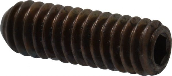 Unbrako - #8-32 UNC, 1/2" OAL, Cup Point Set Screw - Grade 8 Alloy Steel, 5/64" Key - Exact Tooling