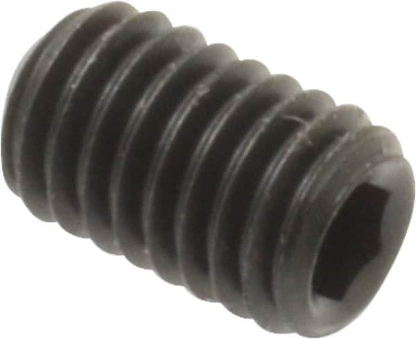 Unbrako - #10-32 UNF, 5/16" OAL, Cup Point Set Screw - Grade 8 Alloy Steel, 3/32" Key - Exact Tooling