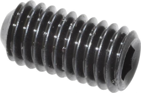 Unbrako - #10-32 UNF, 3/8" OAL, Cup Point Set Screw - Grade 8 Alloy Steel, 3/32" Key - Exact Tooling
