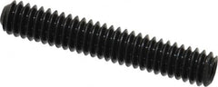 Unbrako - 1/4-20 UNC, 1-1/2" OAL, Cup Point Set Screw - Grade 8 Alloy Steel, 1/8" Key - Exact Tooling