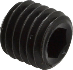 Unbrako - 1/4-28 UNF, 1/4" OAL, Cup Point Set Screw - Grade 8 Alloy Steel, 1/8" Key - Exact Tooling