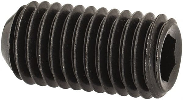 Unbrako - 1/4-28 UNF, 1/2" OAL, Cup Point Set Screw - Grade 8 Alloy Steel, 1/8" Key - Exact Tooling