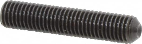 Unbrako - 1/4-28 UNF, 1-1/4" OAL, Cup Point Set Screw - Grade 8 Alloy Steel, 1/8" Key - Exact Tooling