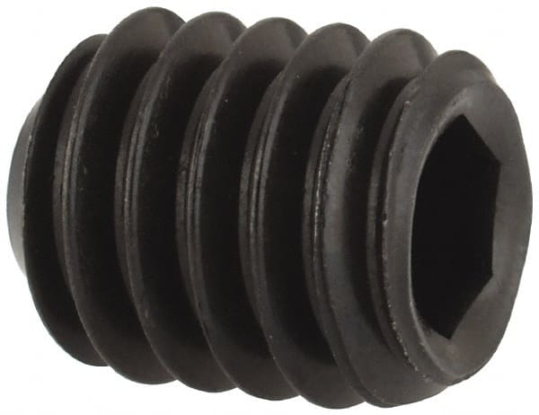 Unbrako - 5/16-18 UNC, 3/8" OAL, Cup Point Set Screw - Grade 8 Alloy Steel, 3/32" Key - Exact Tooling