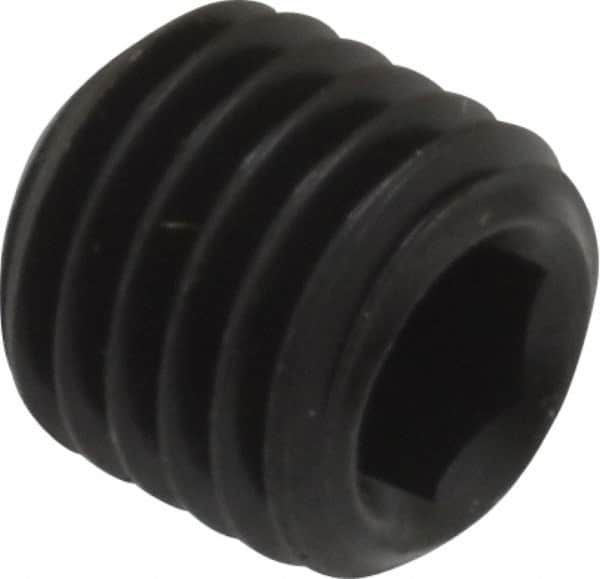 Unbrako - 5/16-24 UNF, 5/16" OAL, Cup Point Set Screw - Grade 8 Alloy Steel, 3/32" Key - Exact Tooling