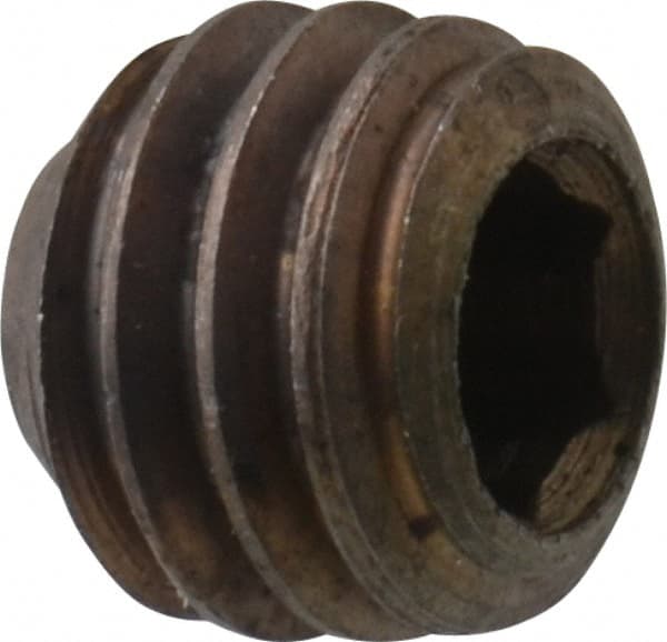 Unbrako - 3/8-16 UNC, 5/16" OAL, Cup Point Set Screw - Grade 8 Alloy Steel, 3/16" Key - Exact Tooling