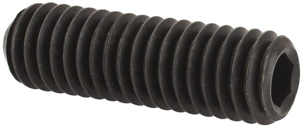 Unbrako - 3/8-16 UNC, 1-1/4" OAL, Cup Point Set Screw - Grade 8 Alloy Steel, 3/16" Key - Exact Tooling