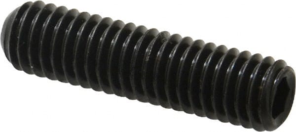 Unbrako - 3/8-16 UNC, 1-1/2" OAL, Cup Point Set Screw - Grade 8 Alloy Steel, 3/16" Key - Exact Tooling