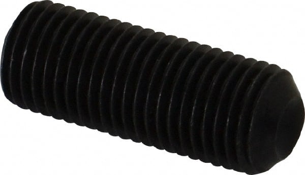 Unbrako - 3/8-24 UNF, 1" OAL, Cup Point Set Screw - Grade 8 Alloy Steel, 3/16" Key - Exact Tooling