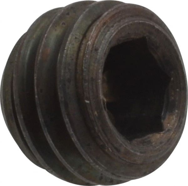 Unbrako - 1/2-13 UNC, 3/8" OAL, Cup Point Set Screw - Grade 8 Alloy Steel, 1/4" Key - Exact Tooling