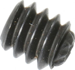 Unbrako - #4-40 UNC, 1/8" OAL, Knurled Cup Point Set Screw - Grade 8 Steel, 0.05" Key - Exact Tooling