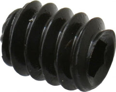 Unbrako - #6-32 UNC, 3/16" OAL, Knurled Cup Point Set Screw - Grade 8 Alloy Steel, 1/16" Key - Exact Tooling