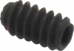 Unbrako - #6-32 UNC, 1/4" OAL, Knurled Cup Point Set Screw - Grade 8 Alloy Steel, 1/16" Key - Exact Tooling