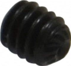 Unbrako - #8-32 UNC, 3/16" OAL, Knurled Cup Point Set Screw - Grade 8 Alloy Steel, 5/64" Key - Exact Tooling